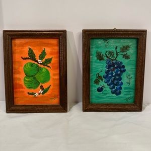Beautiful Pair of Small 1960s MCM Fruit Paintings